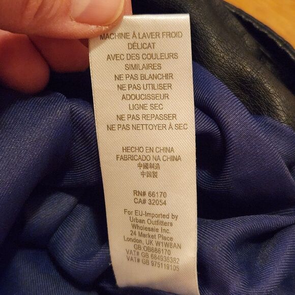 Free People Black Drapey *Washable* Vegan Leather Moto Jacket (No Hood) Sz M - Picture 14 of 14